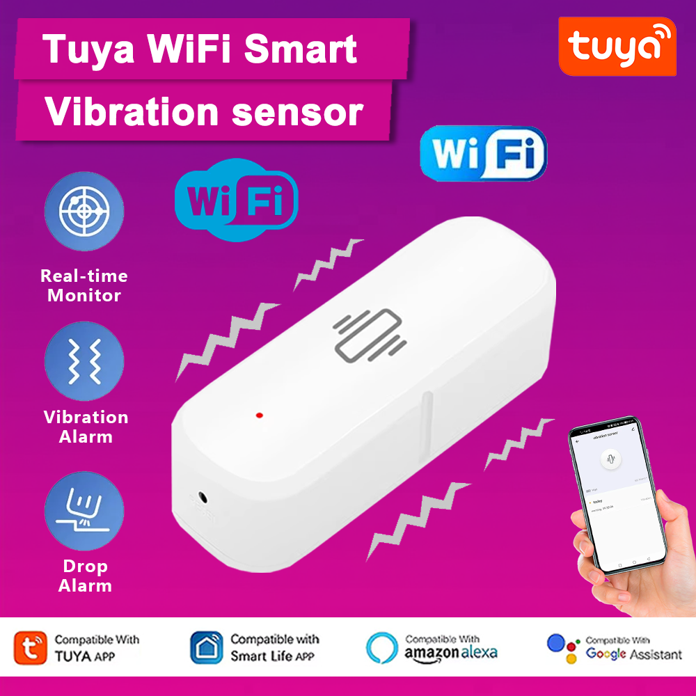 Smart Home Notifications - Czujnik wibracji Tuya WiFi, alarm wstrząsowy,