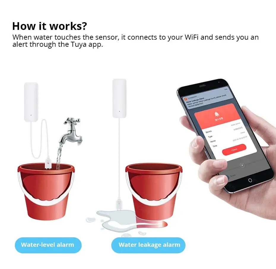 Tuya WiFi Inteligentny czujnik – Wifi Water Leak Detector recenzja i cena